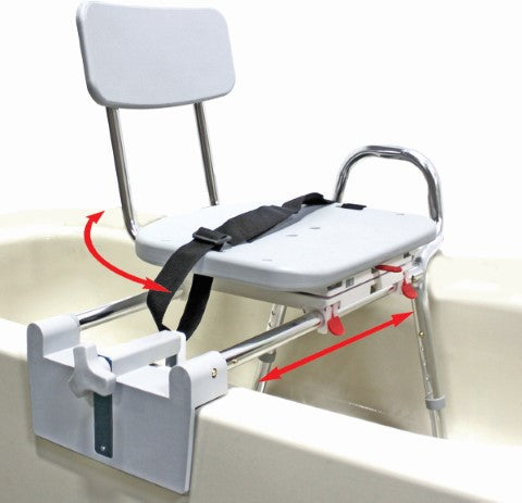 Sliding Tub Mount Transfer Bench with Swivel Seat