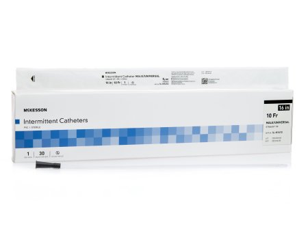 McKesson Black Straight Tip Uncoated PVC 10 Fr. 16 Inch Urethral Catheter