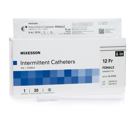 Urethral Intermittent Catheter McKesson Straight Tip Uncoated PVC 14 Fr. 16 Inch