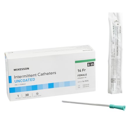Urethral Intermittent Catheter McKesson Straight Tip Uncoated PVC 14 Fr. 16 Inch