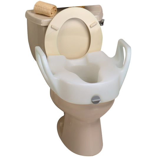 Raised Toilet Seat with Arms Lock-On™ 11-1/2 Inch Height White 300 lbs. Weight Capacity