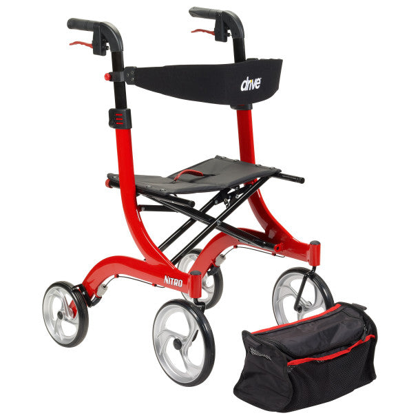 Drive Medical 4 Wheel Rollator Adjustable Height / Folding Aluminum Frame