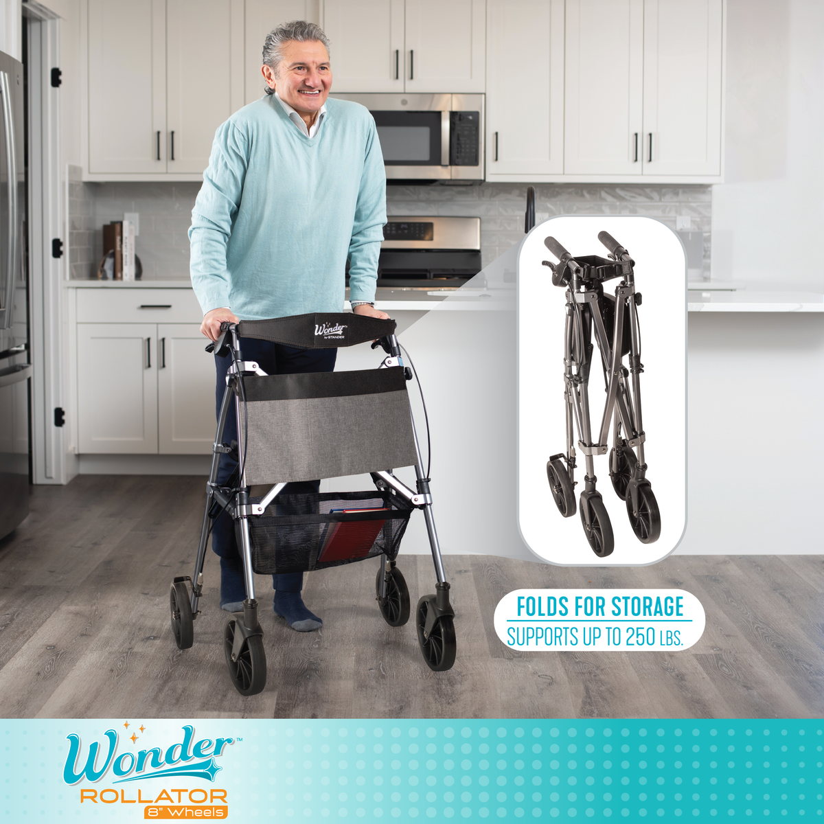 Stander Wonder Rollator Plus with 8" Wheels product image