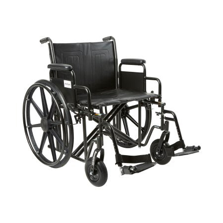 McKesson Bariatric Wheelchair Dual Axle Desk Length Arm Swing-Away Footrest Black Upholstery 22 Inch Seat Width Adult 450 lbs. Weight Capacity